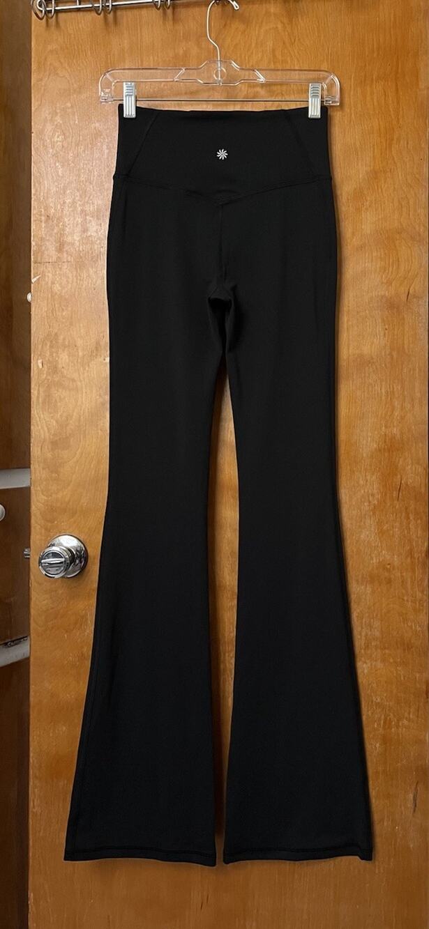 ATHLETA Elation Ultra High Rise Mini Flare Pant XS Tall Black #845130 Yoga Gym